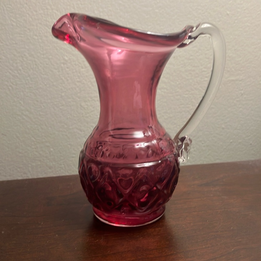 Cranberry glass creamer